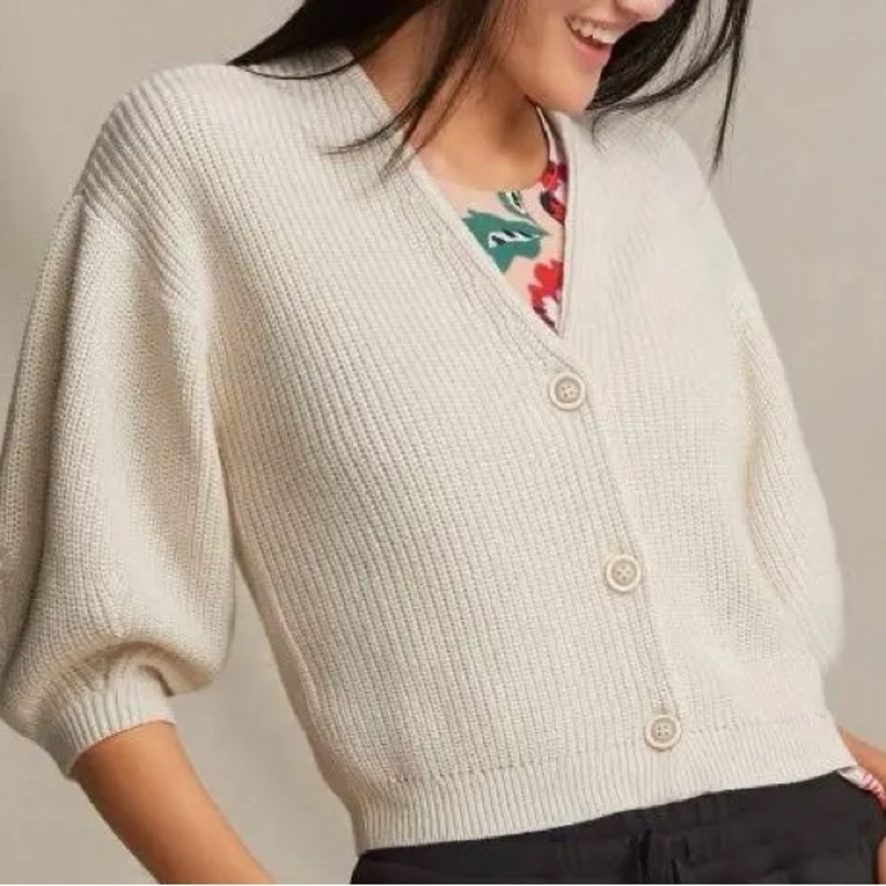 CAbi Cream Button-Up Cardigan-EUC